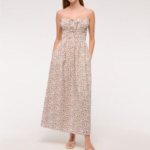 Abercrombie Smocked Tie Front Maxi Dress Strawberry